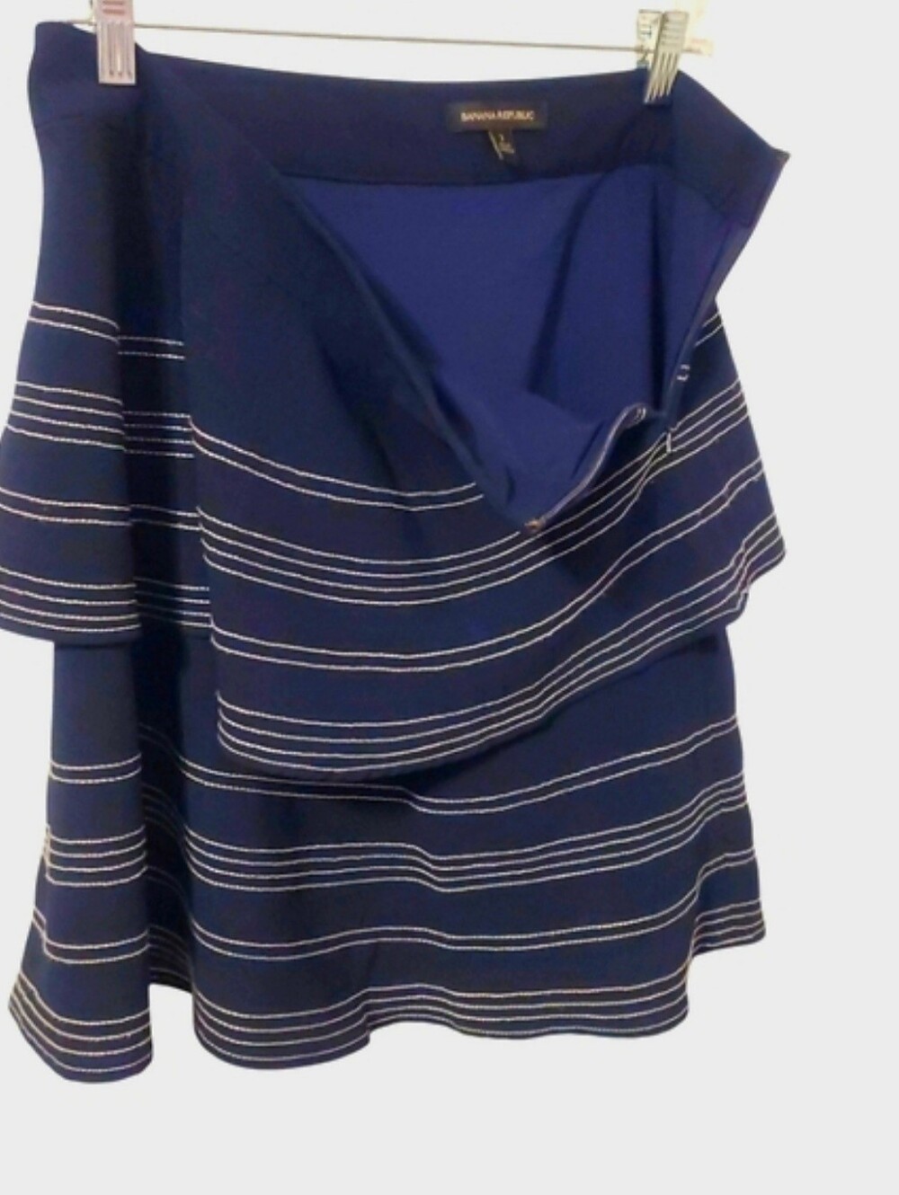 Banana Republic Navy Tiered Mini Skirt Size 2 - Picture 3 of 7